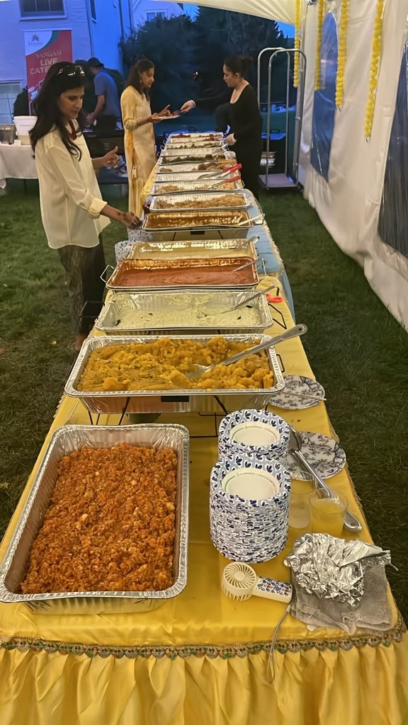 Full buffet spread of South Indian catering dishes